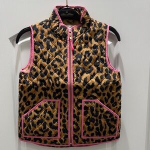 J. Crew Factory Leopard Print Vest with Pink Trim girls 8
